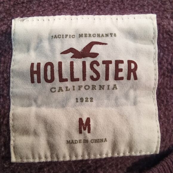 Hollister California Crewneck Sweatshirt Women M Maroon Pullover Logo - Picture 7 of 7